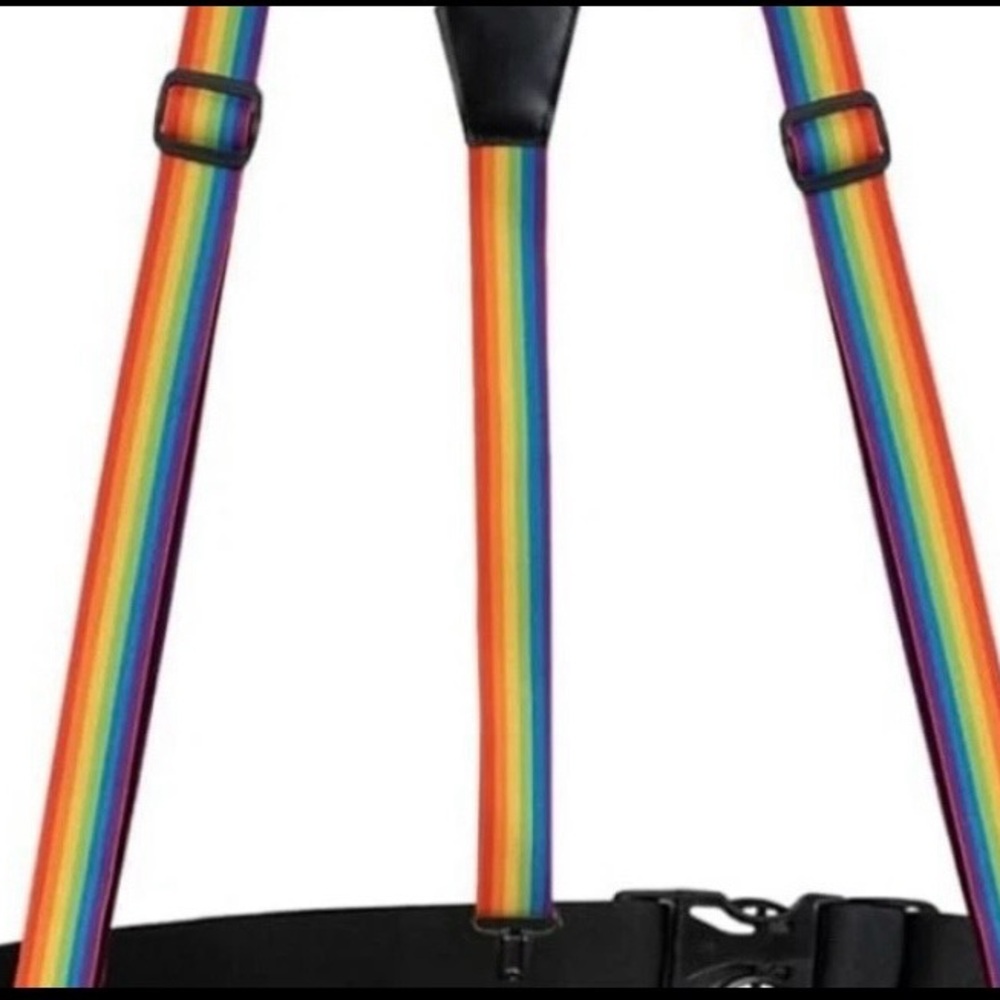 NEW tipsey elves 🧝‍♀️🌈Rainbow Fanny Pack with Drink Holder, Suspenders, and Cape - Picture 4 of 5